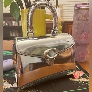 New w/tags! Coach Silver Sammy Top Handle Bag 21 In Silver Metallic